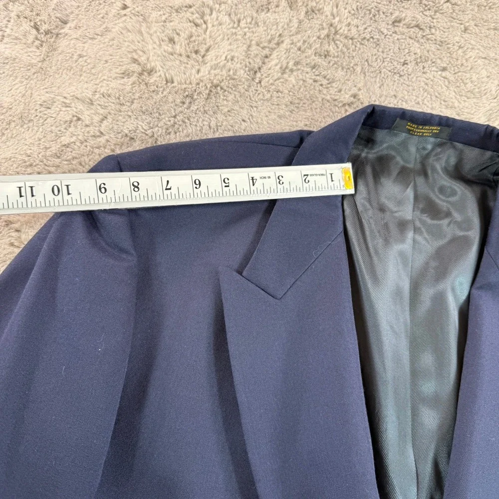 Vtg Oscar de la Renta Navy Blue Old Money Wool Double Breasted Blazer Jacket 50L